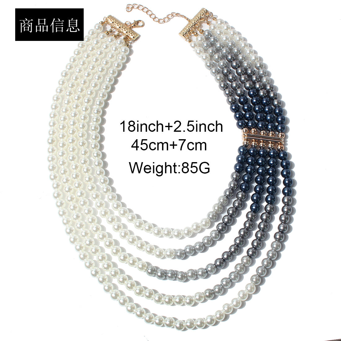 Elegant Multi-Layered Pearl Necklace for Women – Golden & Blue Designer Jewelry for Sarees and Parties
