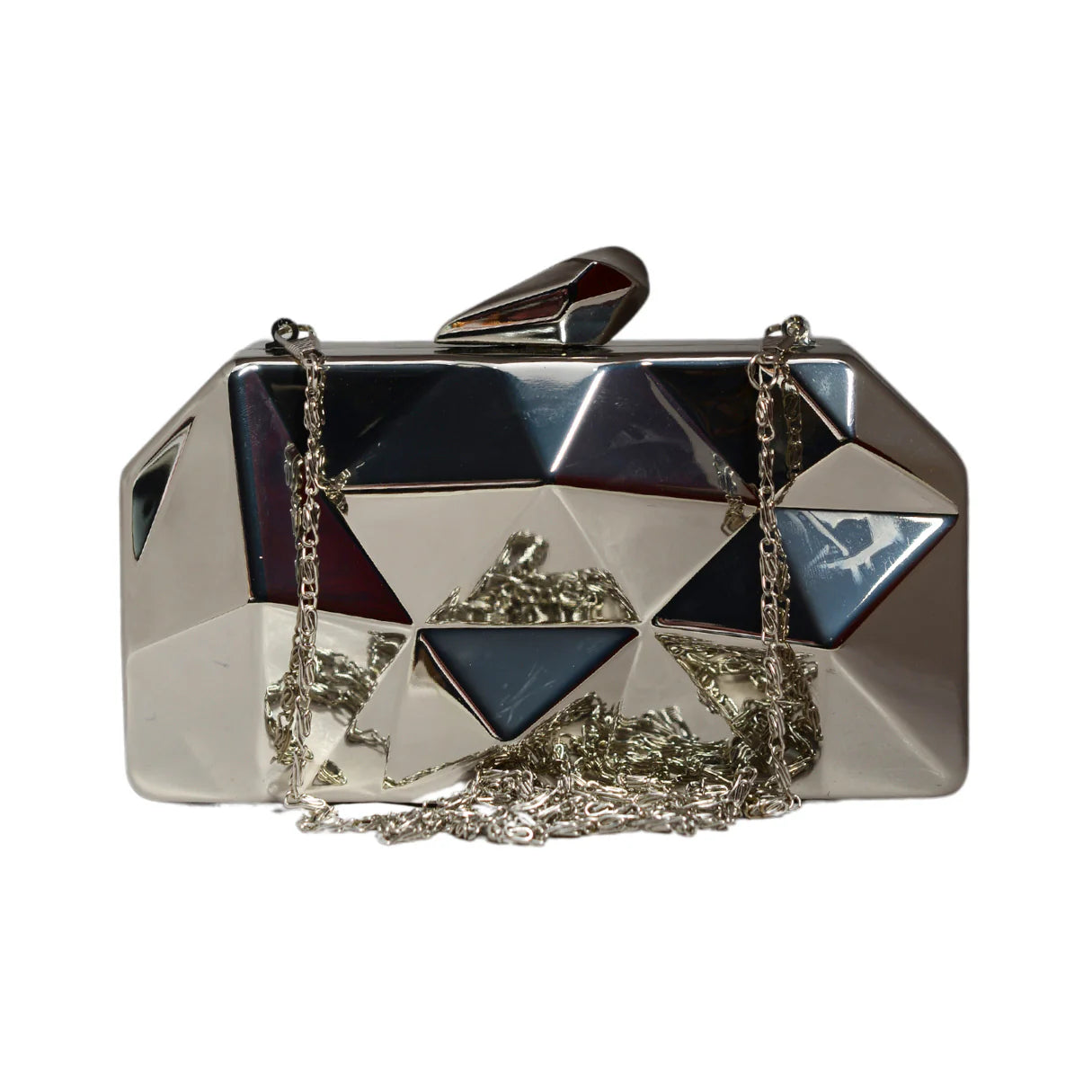 Metallic Hexagon Metal Clutch