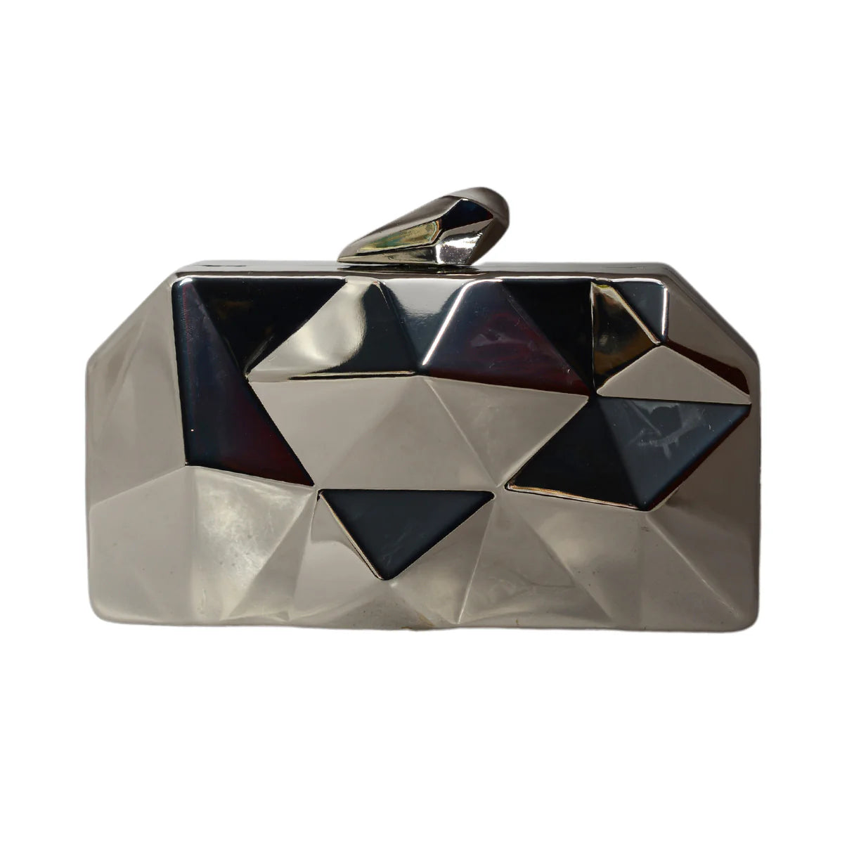 Metallic Hexagon Metal Clutch