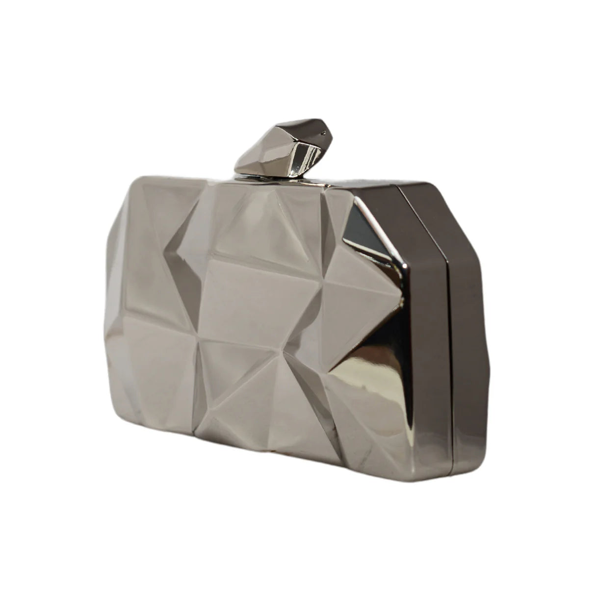 Metallic Hexagon Metal Clutch