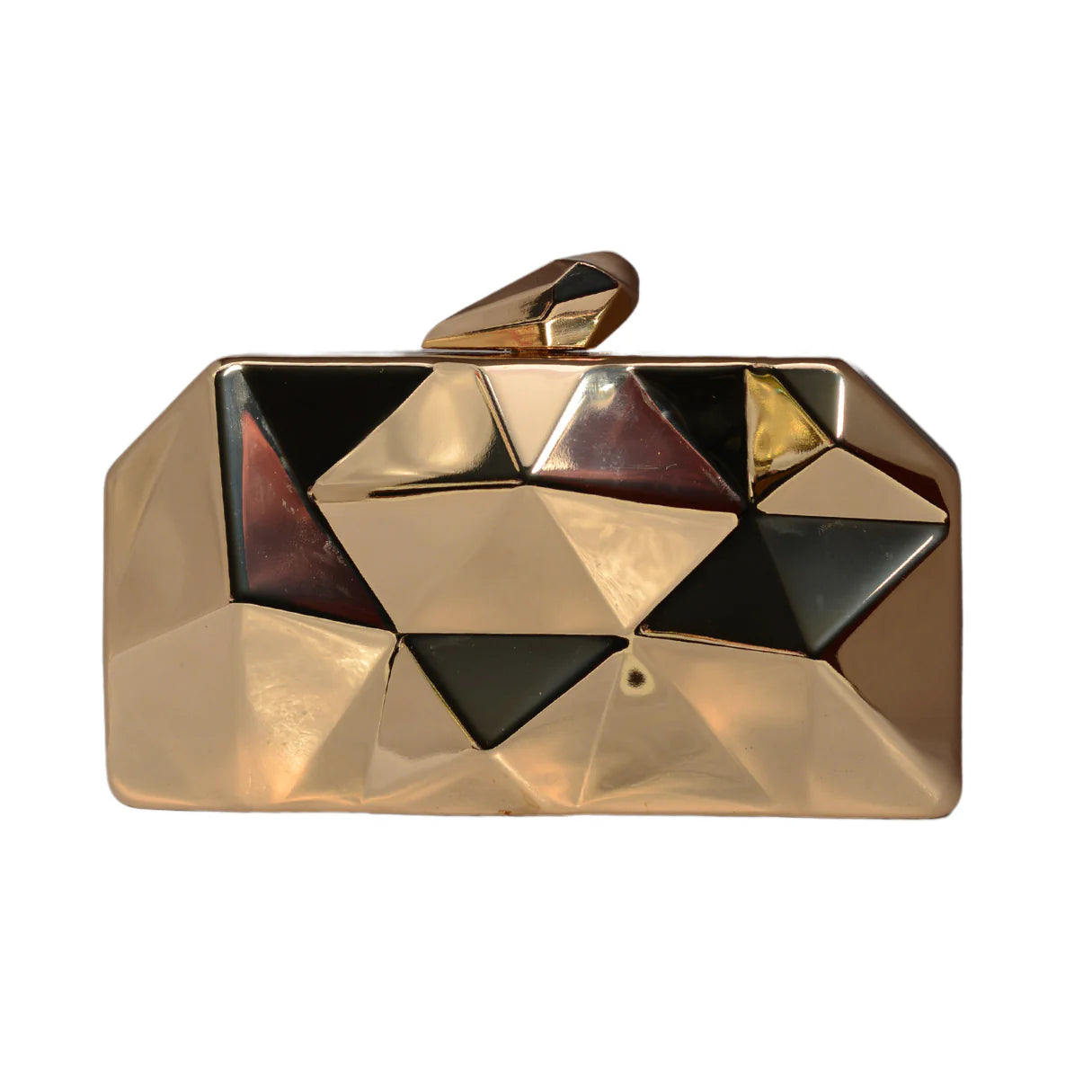 Metallic Hexagon Metal Clutch