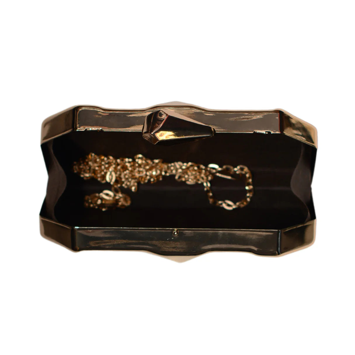 Metallic Hexagon Metal Clutch