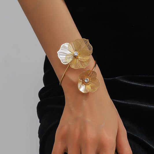 Gold Statement Cuff Bracelets for Women – Nature-Inspired Designs for Ethnic & Party Wear