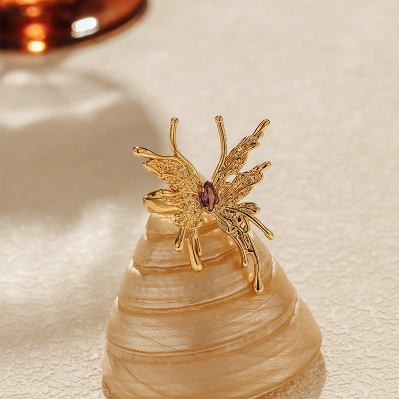 Enchanting Gold Butterfly Statement Ring