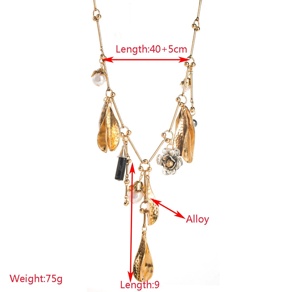 Artisan Multi-Charm Statement Necklace with Pearls