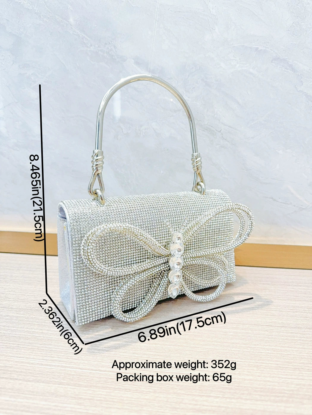 Sparkling Rhinestone Bow Evening Clutch Bag