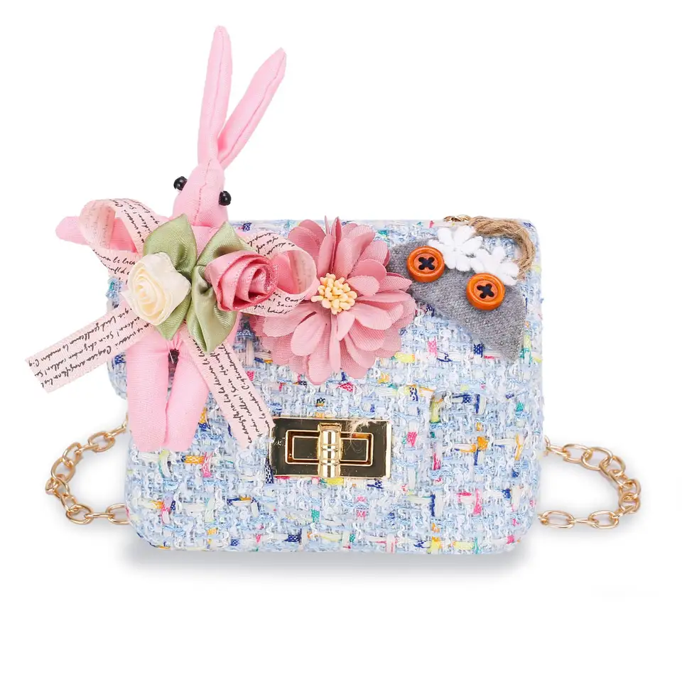 New design cute flower girls baby small handbag twid kids shoulder bag