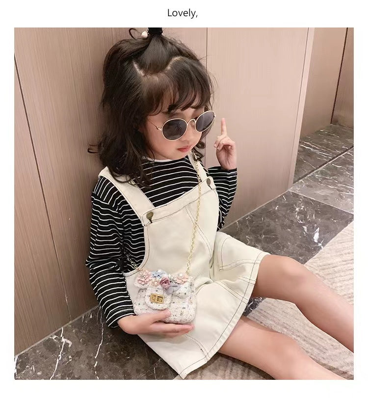 New design cute flower girls baby small handbag twid kids shoulder bag