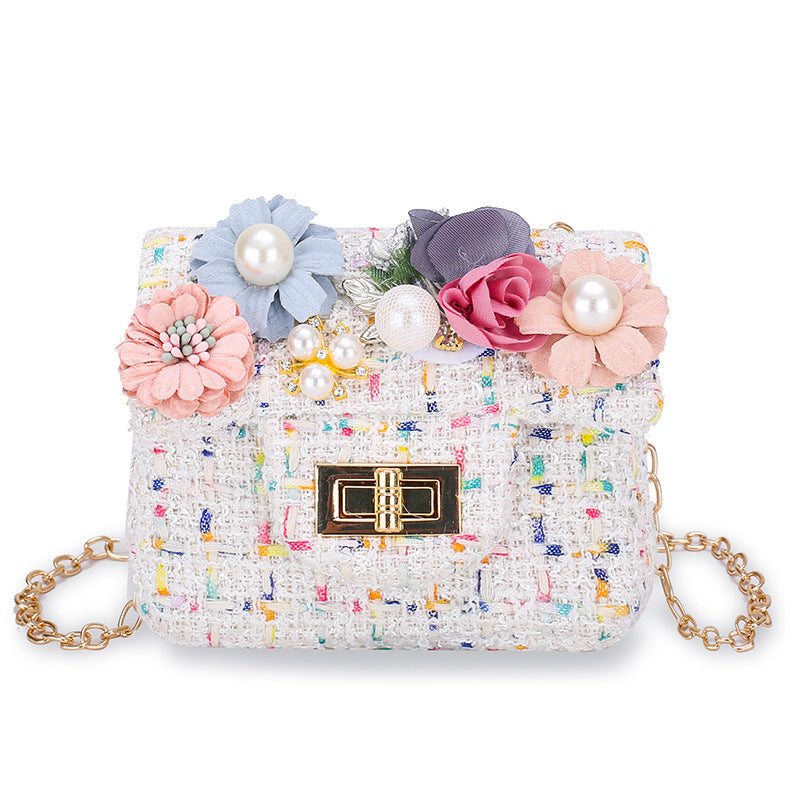 New design cute flower girls baby small handbag twid kids shoulder bag