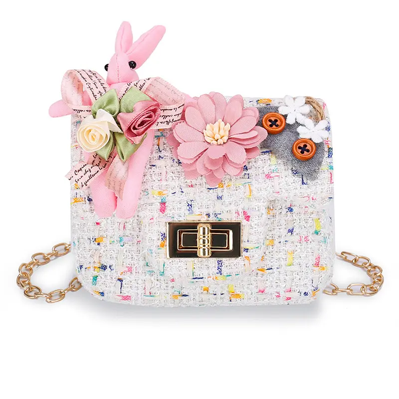 New design cute flower girls baby small handbag twid kids shoulder bag