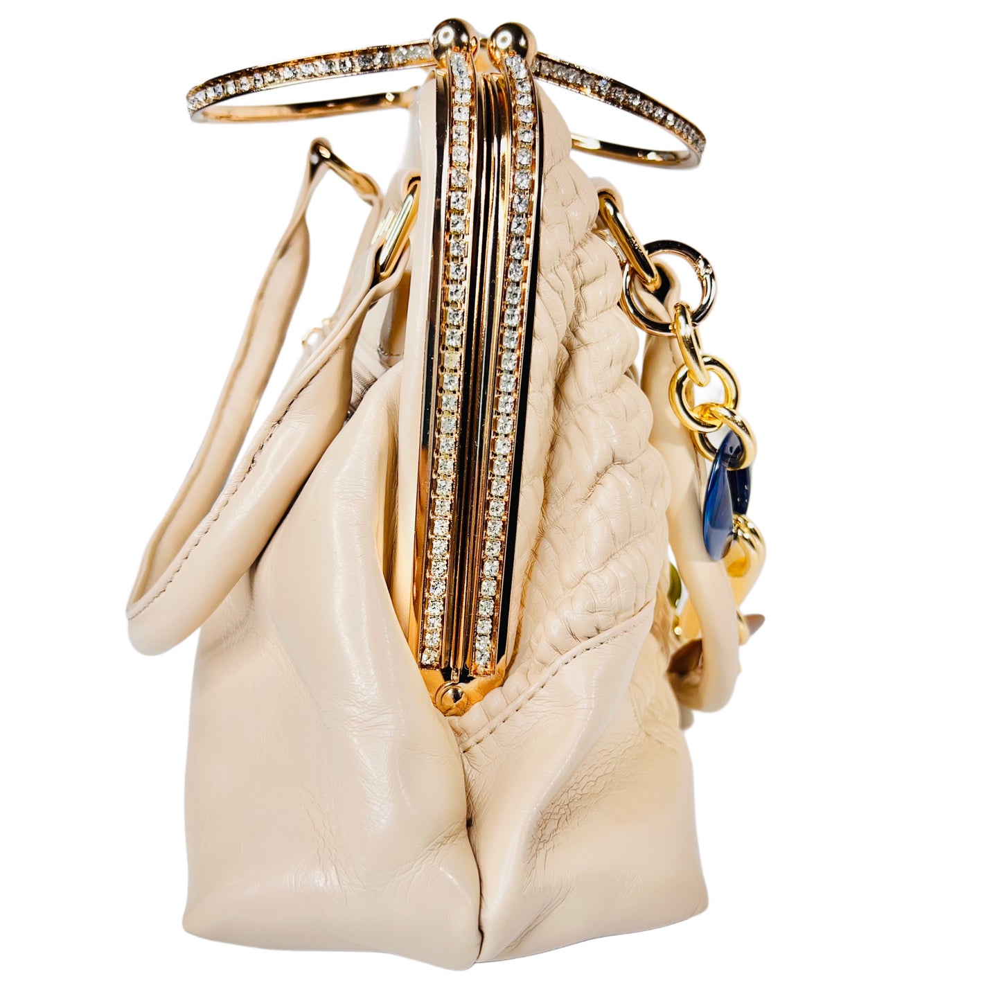 Ladies stone work Purse bag with stone handle