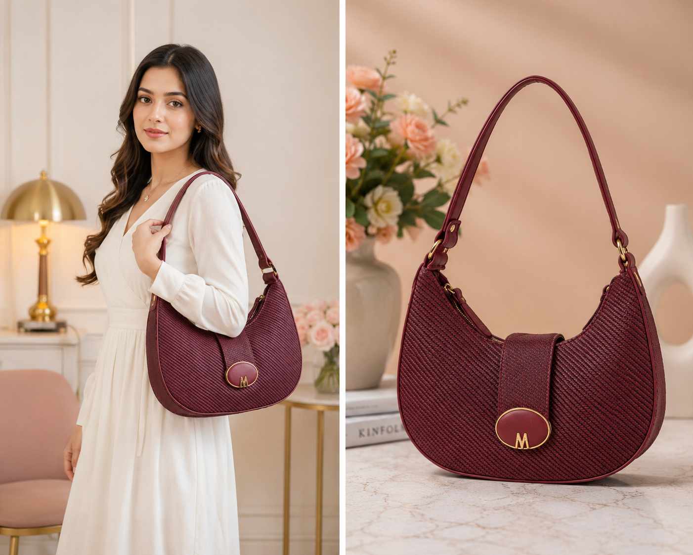 BGMATES Textured Hobo Shoulder Bag for Women