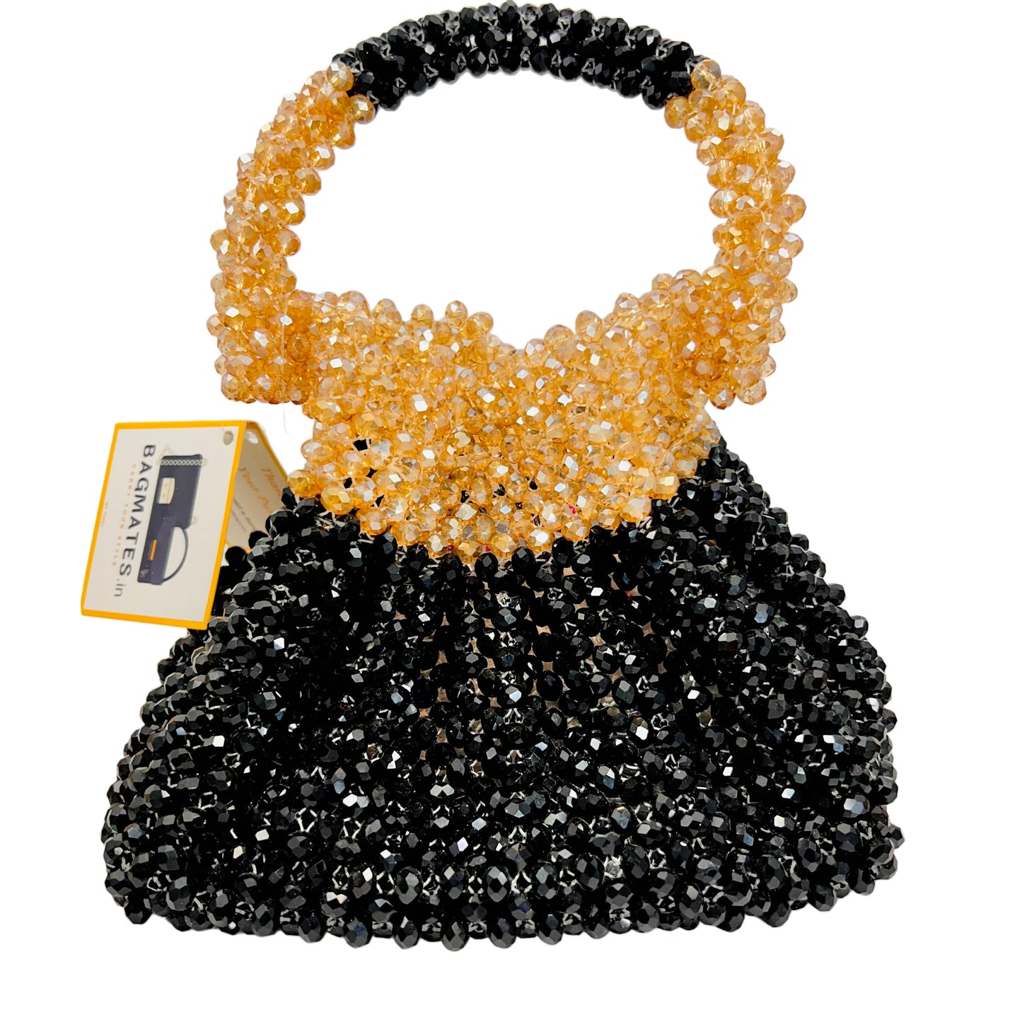 Designer Crystal potli black peach