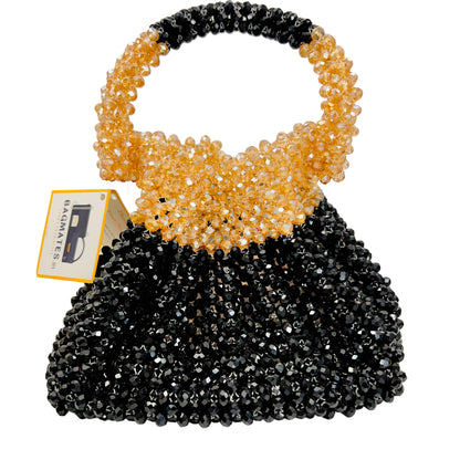 Designer Crystal potli black peach