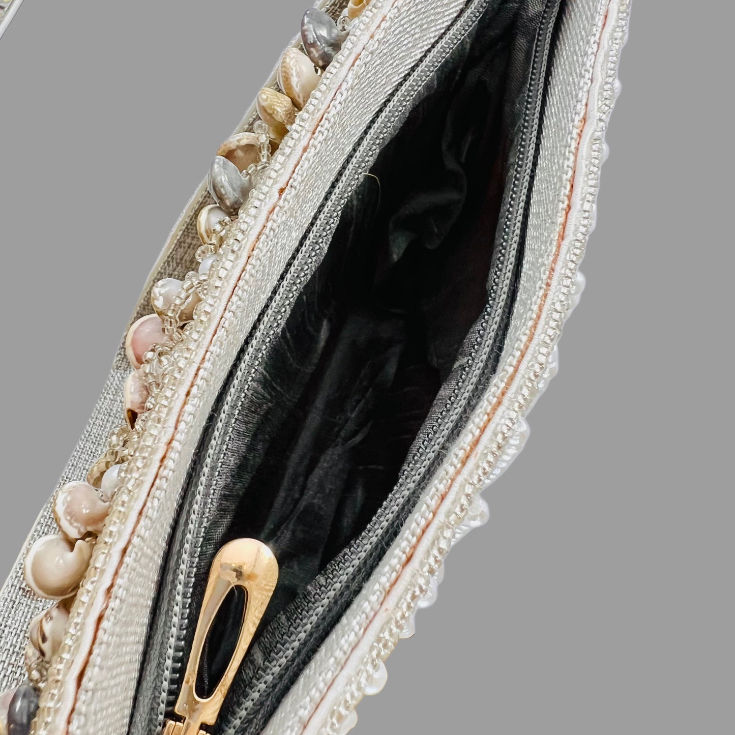 Shell bag with pearl work