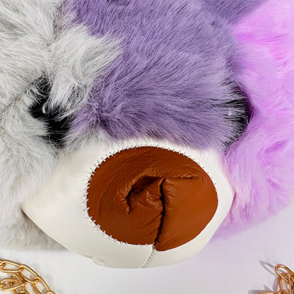 Kids soft fur teddy face bag pack