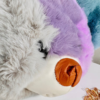 Kids soft fur teddy face bag pack
