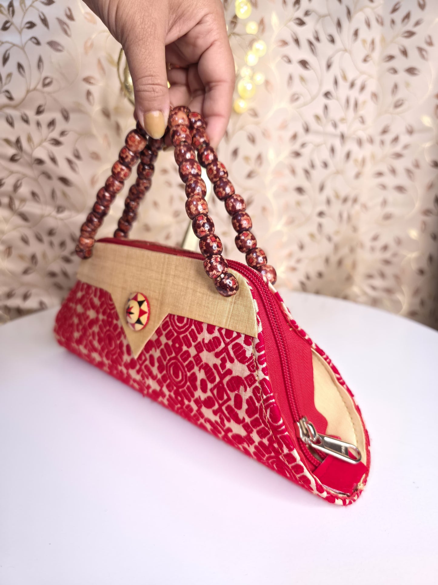 Traditional Assam beaded sling clutch bag