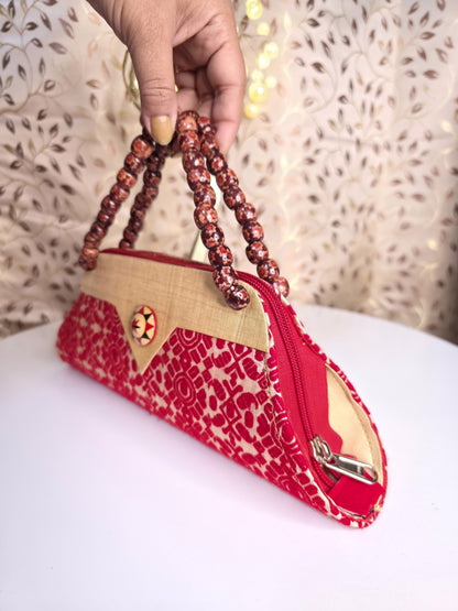 Traditional Assam beaded sling clutch bag