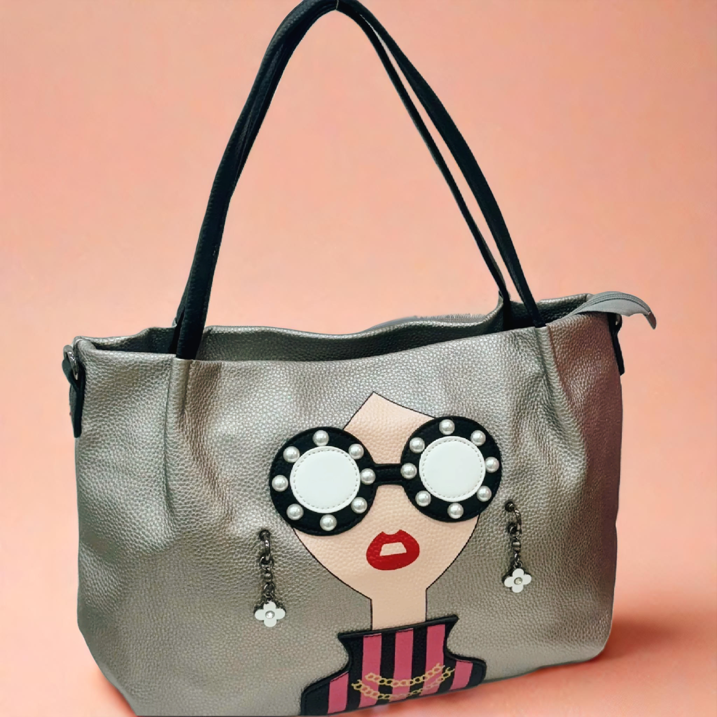 3D Girl Face Funky Tote Bag