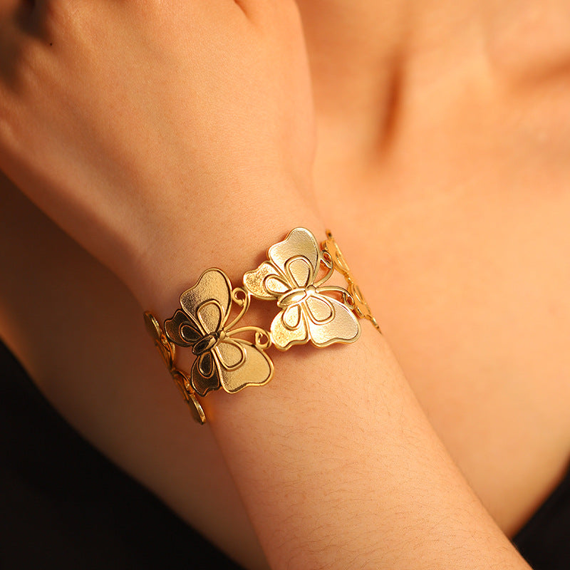 Gold Butterfly Cuff Bracelet | Anti-Tarnish Statement Jewelry for Women