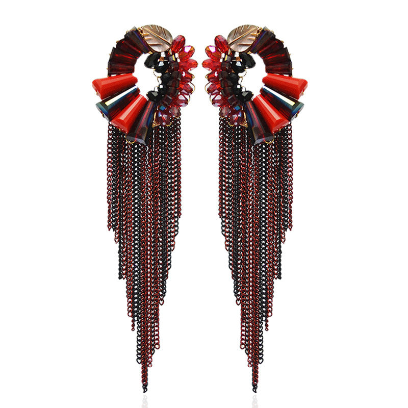 Art Deco Crystal Chandelier Earrings with Cascading Fringe | Choose Your Color