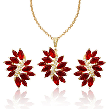 Elegant Sapphire Blue Marquise Crystal Gold-Tone Jewelry Set
