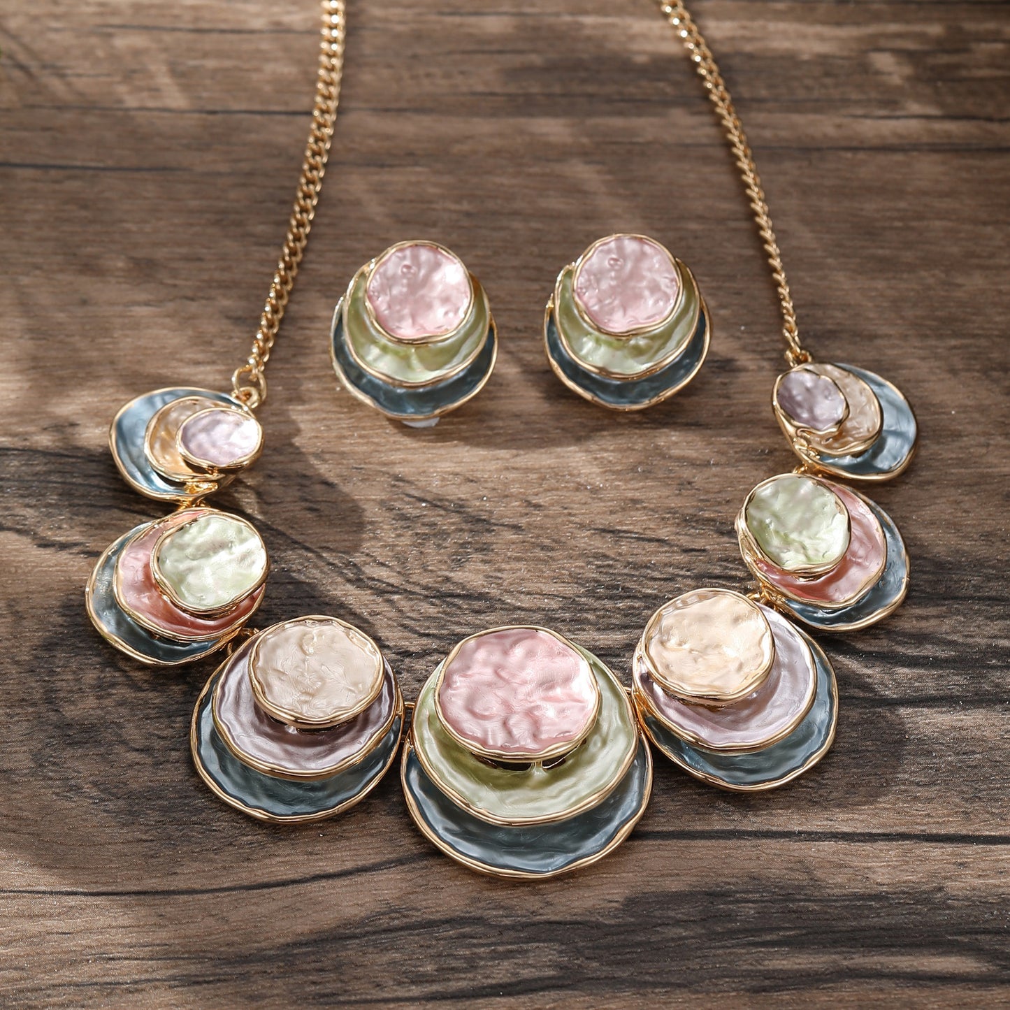 Elegant Pink & Silver Tiered Statement Jewelry Set