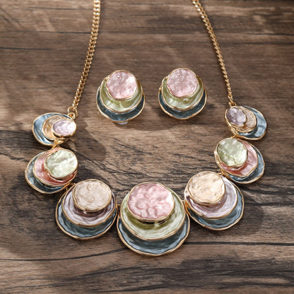 Elegant Pink & Silver Tiered Statement Jewelry Set