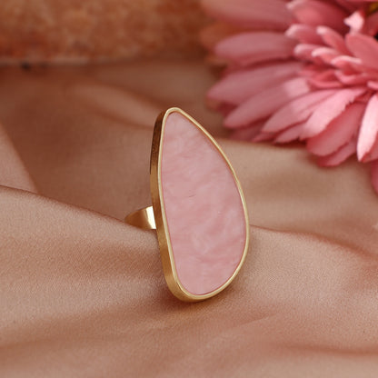 Adjustable Semi-Circle Resin Ring | Gold Tone Modern Statement Finger Ring