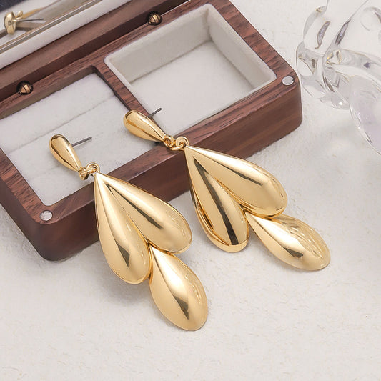 Triple Teardrop Dangle Earrings