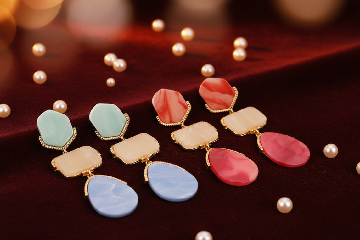 Colorful stone pendants on a beige background bgmates