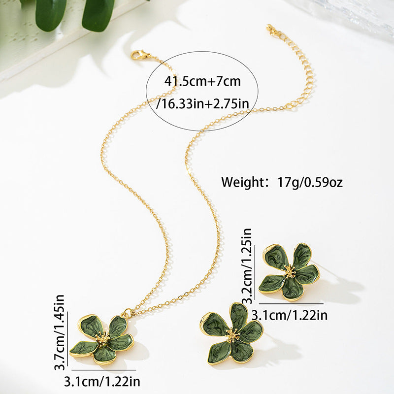 Elegant Yellow Flower Necklace & Earrings Jewelry Set
