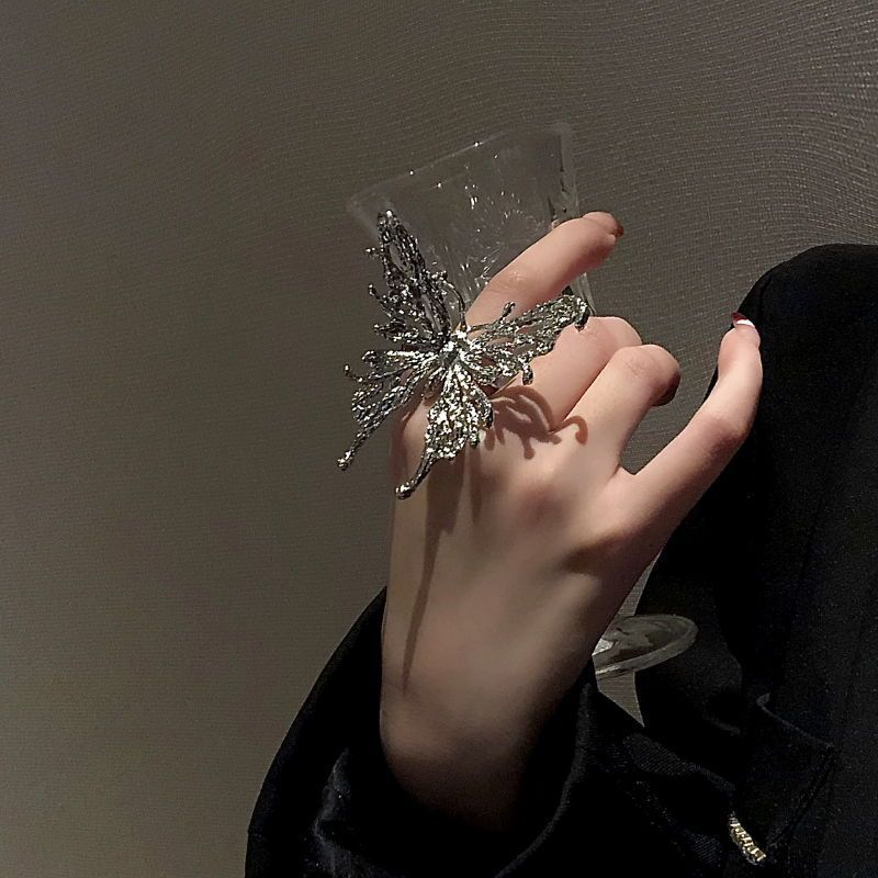 Irregular Molten Silver Butterfly Ring Collection – Edgy Vintage Style Finger Rings for Women & Men