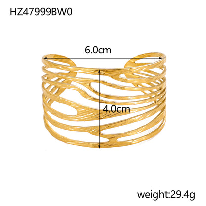 Wide Abstract Cuff Bracelet | Anti tarnish Bracelet