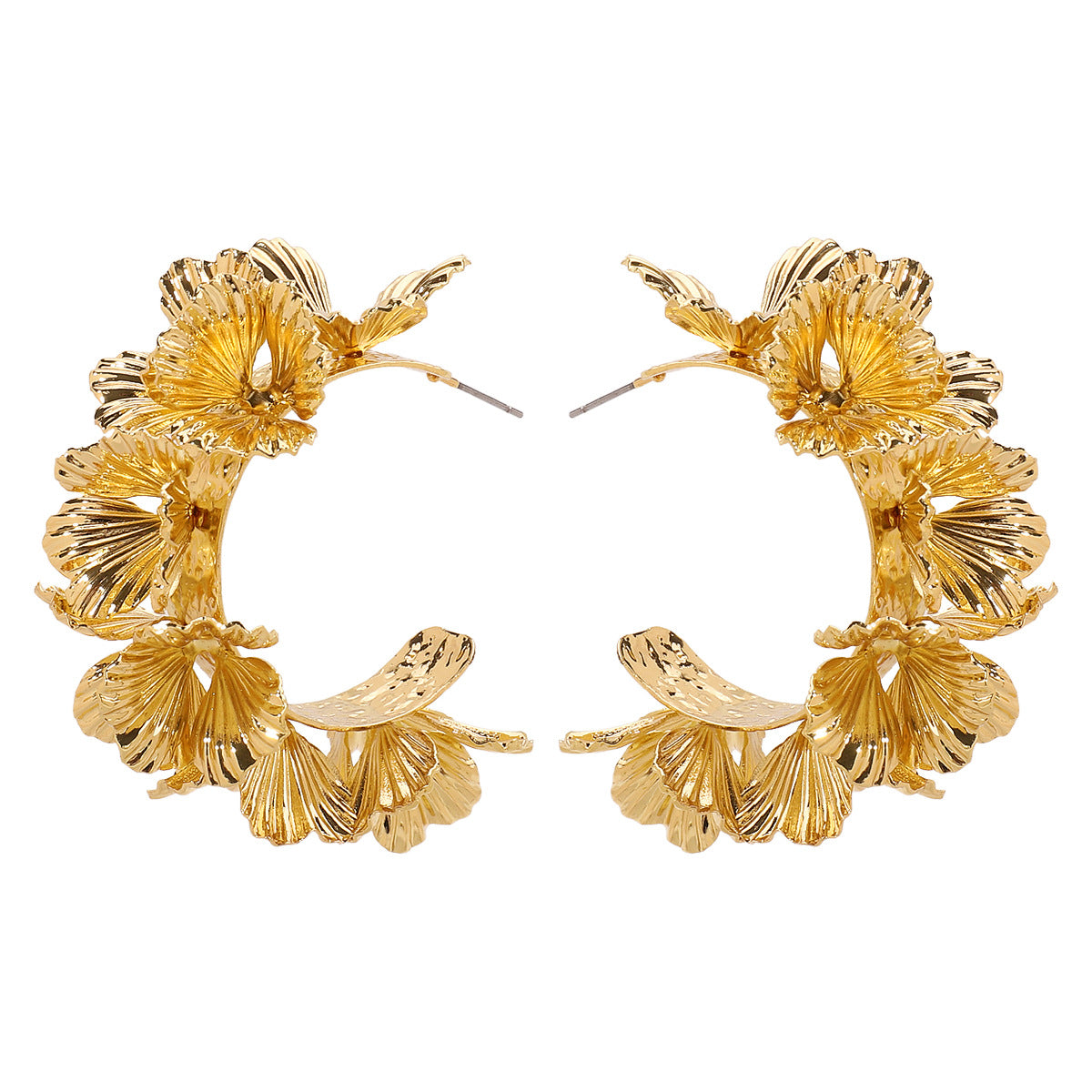 3D Gold Floral Hoop Earrings | Statement Botanical Jewelry