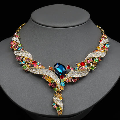 Sparkling Multi-Color & Blue Crystal Necklace Earring Set