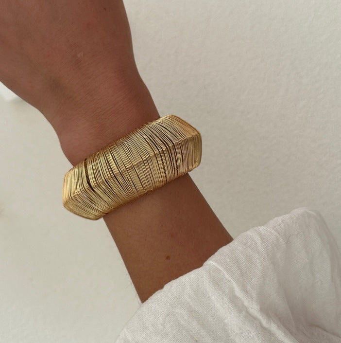 The Artisan Weave | Sculptural Spun Gold Statement Cuff