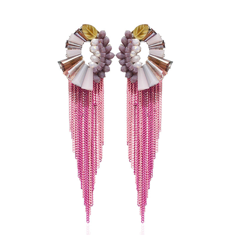 Art Deco Crystal Chandelier Earrings with Cascading Fringe | Choose Your Color