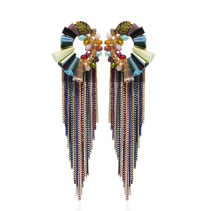 Art Deco Crystal Chandelier Earrings with Cascading Fringe | Choose Your Color