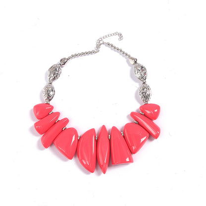Chunky Statement Necklace for Women – Bold Resin Beads in Multiple Colors with Silver Accents