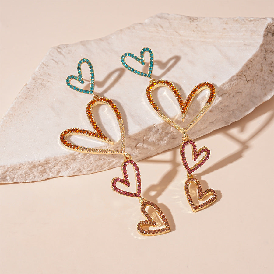 Whimsical Heart Chain Earrings | Boho Chic Gold Jewelry | Valentine's Day Gift