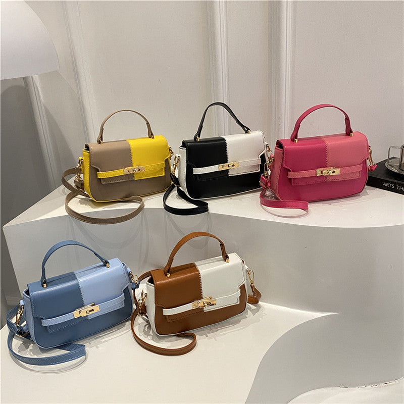 Elegant Two-Tone Faux Leather Satchel Bag