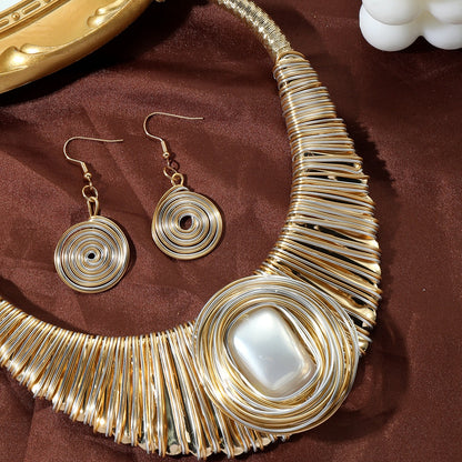 Two-Tone Wire-Wrapped Bib Necklace Set | Tribal Statement Jewelry