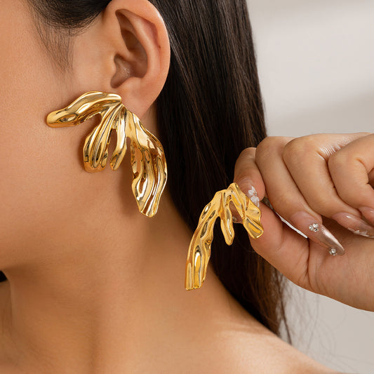 Liquid Gold Sculptural Statement Earrings | Modern Chic