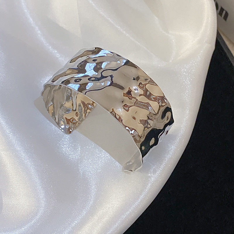 Wide Hammered Gold Cuff Bracelet | Anti-Tarnish Modern Statement Jewelry