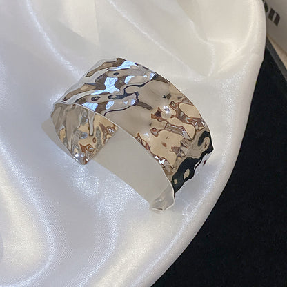 Wide Hammered Gold Cuff Bracelet | Anti-Tarnish Modern Statement Jewelry