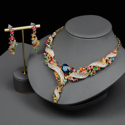 Sparkling Multi-Color & Blue Crystal Necklace Earring Set