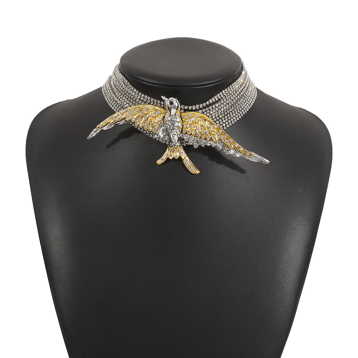 Statement Bird Motif Choker Necklace for Women | Gold & Silver Crystal Designer Neckpiece