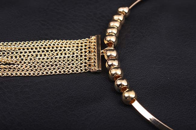 Anti-Tarnish Gold Tassel Choker Necklace | Waterproof Statement Jewelry